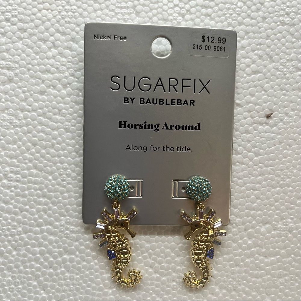 Sugarfix by BaubleBar Seahorse Earrings - Gold and Blue